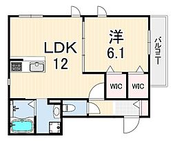シャロームノース 1LDKの間取図画像