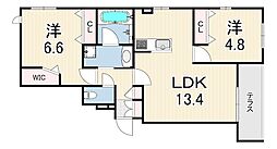 (仮称)尼崎市塚口町1丁目ヘーベルメゾン 2LDKの間取図画像