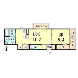 D-room西難波 1LDKの間取図画像