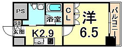 BelleFace尼崎 1Kの間取図画像