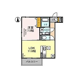 T'sコート水明 1LDKの間取図画像
