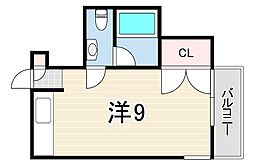 キューブ武庫川1 ワンルームの間取図画像