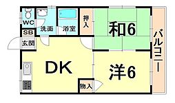 サンコート塚口 2DKの間取図画像
