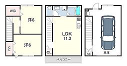 La Luce OSAKA Ovest 2LDKの間取図画像