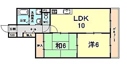 グランドゥール武庫之荘 2LDKの間取図画像