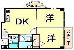 ロングライフパート3 2DKの間取図画像