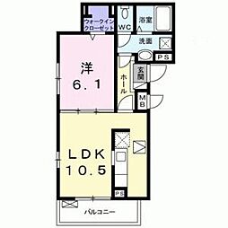 フォーチュンパーク 1LDKの間取図画像