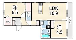 ライスコーポ 2LDKの間取図画像