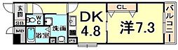 グランデル武庫之荘 1DKの間取図画像