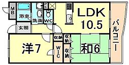 アップルロード 2LDKの間取図画像