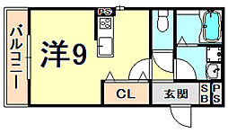 ヒカリロード 1Kの間取図画像