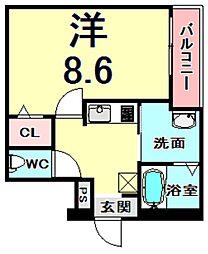 フジパレス大物駅北1番館 1Kの間取図画像