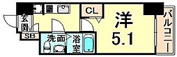 アリビオ立花2 1Kの間取図画像