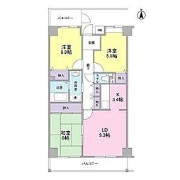 フェリーチェ尼崎 3LDKの間取図画像