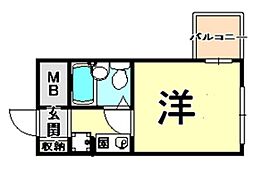 ダイドーメゾン立花西 ワンルームの間取図画像