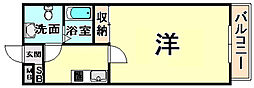 コータース武庫之荘 1Kの間取図画像