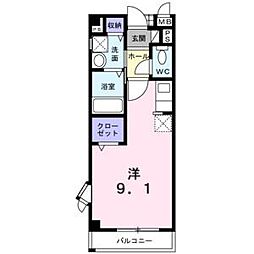 ローレル黒田 ワンルームの間取図画像