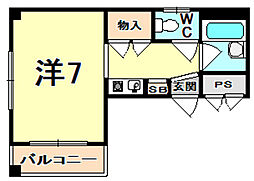 メゾン出口 ワンルームの間取図画像