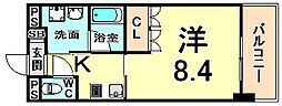 BelleFace尼崎 1Kの間取図画像