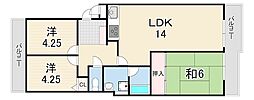 シャルマンコーポ伊丹2号棟 3LDKの間取図画像