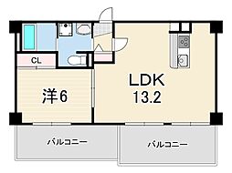 フォレストコート伊丹 1LDKの間取図画像