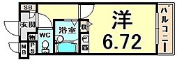 プライムコート武庫之荘 ワンルームの間取図画像