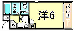 シャルマンフジ出屋敷弐番館 1Kの間取図画像