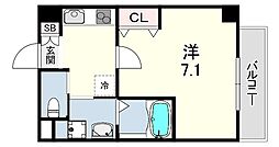 尼崎市東園田町6丁目アパート 1Kの間取図画像