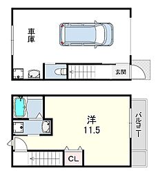 GAZELLE STYLE 伊丹桑津 ワンルームの間取図画像