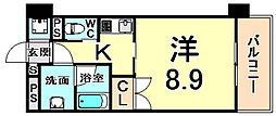 BelleFace尼崎 1Kの間取図画像