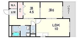 セレニティ武庫之荘 2LDKの間取図画像