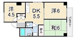 アネックス武庫之荘 3DKの間取図画像