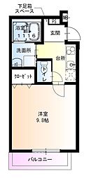 フジパレス大物公園2番館 1Kの間取図画像