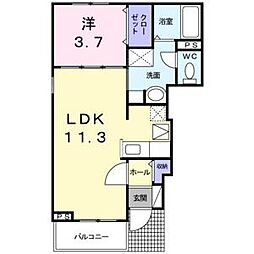 メゾンドエール1 1LDKの間取図画像