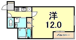 フジパレス南塚口6番館 1Kの間取図画像
