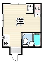 キャスル塚口 ワンルームの間取図画像