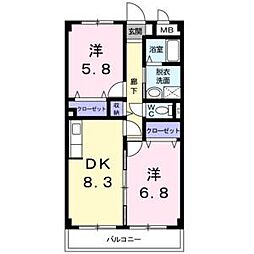 レカレクション 2DKの間取図画像