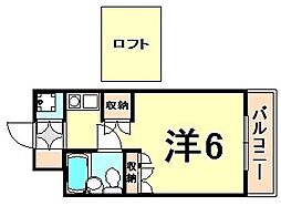 パシフィック南武庫之荘 ワンルームの間取図画像