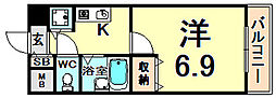 フォワイエセレスト2 1Kの間取図画像