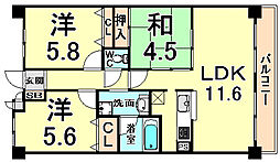 グランドハイツ旭 3LDKの間取図画像