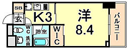 BelleFace尼崎 1Kの間取図画像