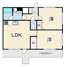 セントラル南塚口 2LDKの間取図画像