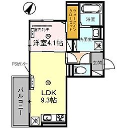 アンベリール 3階1LDKの間取り