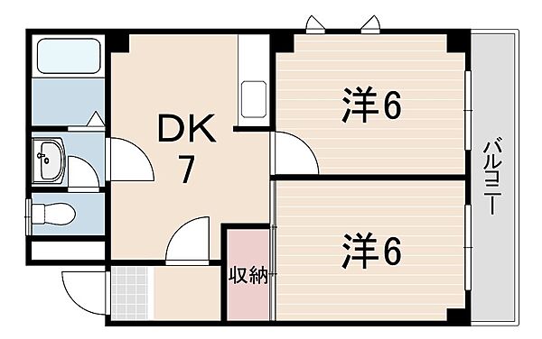 エスパレス六甲 ｜兵庫県神戸市灘区神ノ木通３丁目(賃貸マンション2DK・2階・45.00㎡)の写真 その2