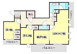 ザ・ハウス住吉本町 7階3SLDKの間取り