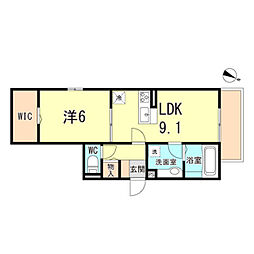 グレイスコート御影中町 1階1LDKの間取り