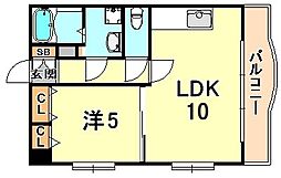 ビエント六甲3 4階1LDKの間取り