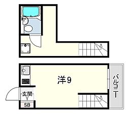 スマイル3番館 1階ワンルームの間取り