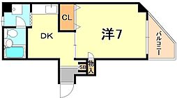 ヴェルドール兵庫2 5階1Kの間取り