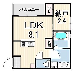 ワコーレヴィータ神戸山本通 1階1LDKの間取り
